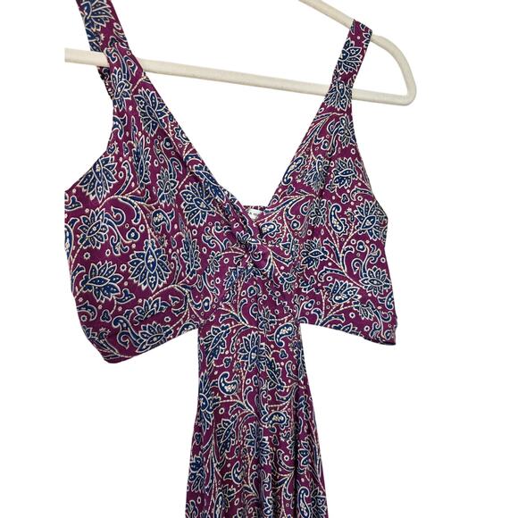 KARMA HIGHWAY Purple-Teal Floral Cut Out Waist Maxi Dress - Picture 3 of 7